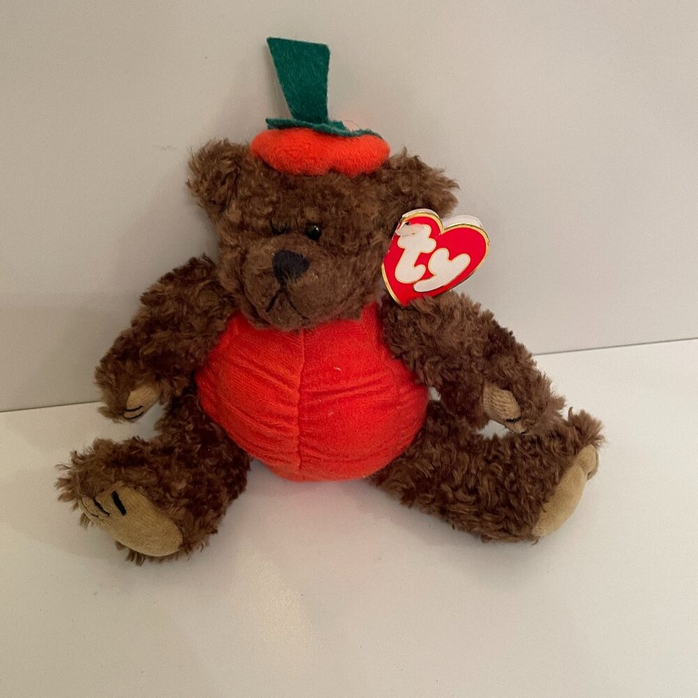 TY Trick or Treat Peter Pumpkin Jack O Lantern Halloween Bear Plush Bean Toy